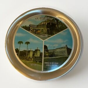 Saint Augustine FL Vintage Souvenir Tray Oldest House, City Gate, Castillo Fort